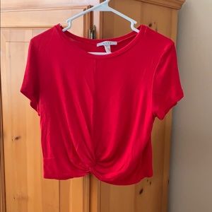 Short sleeved crop top.